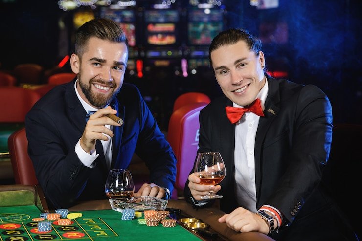 Layar permainan Game Demo menampilkan saldo kredit, tombol taruhan, dan reel slot
